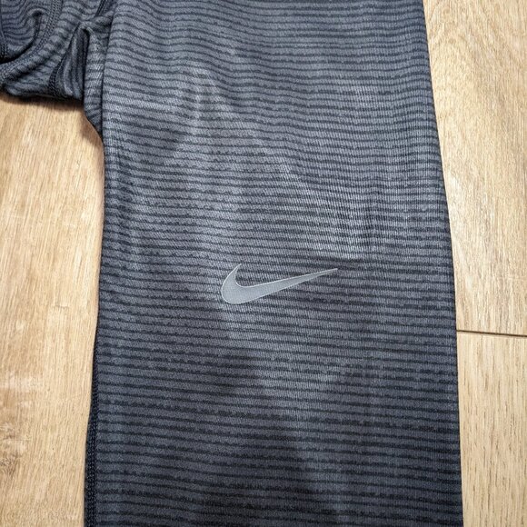 Nike Pro Combat Compression Pants Dri Fit Black Gray Striped Leggings Mens L - Picture 3 of 9